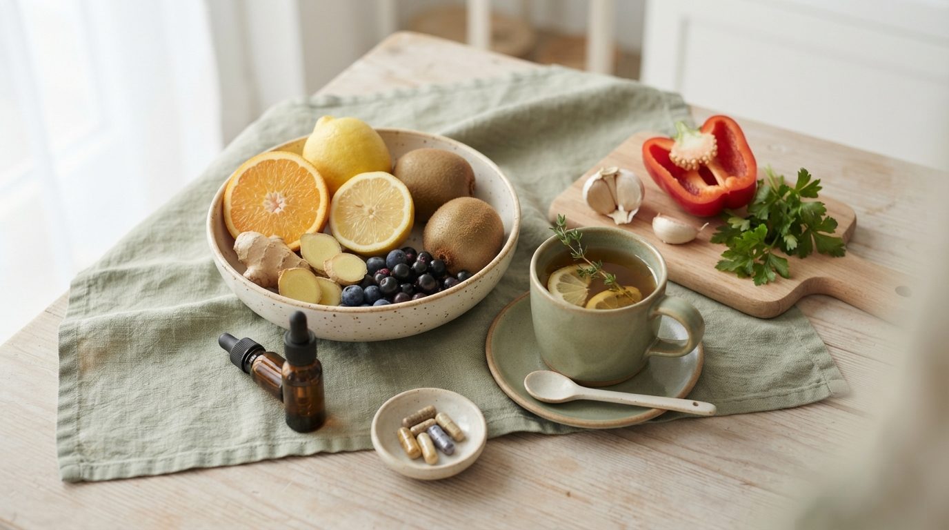 Illustration til guiden: Bedste vitaminer til immunforsvaret – hvad hjælper, og hvad er spildte penge?